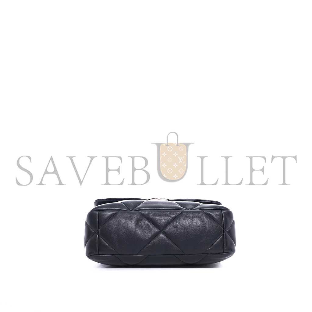 Ch*el 19 flap bag black lambskin mixed hardware as1160 (26*16*9cm)